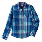Girls Plus Size So&reg; Shine Plaid Button-down Shirt, Size: 16 1/2, Dark Blue