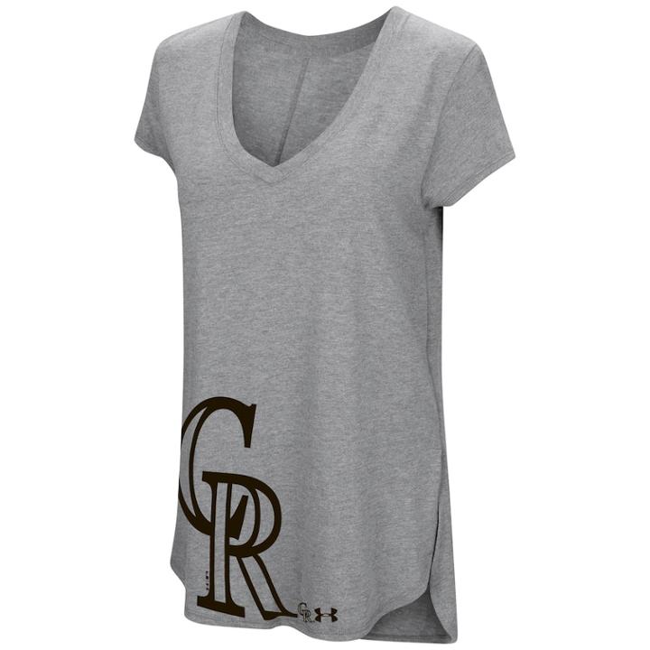 Women's Under Armour Colorado Rockies Pride Hem Graphic Tee, Size: Small, Med Grey