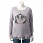 Plus Size Lc Lauren Conrad Lace Trim Top, Women's, Size: 2xl, Grey