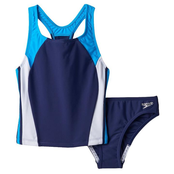 Girls 7-16 Speedo Infinity Splice Performance 2-pc. Tankini Set, Girl's, Size: 8, Blue