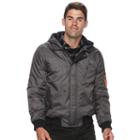 Men's Urban Republic Modern-fit Mixed Media Hooded Twill Jacket, Size: Xl, Grey