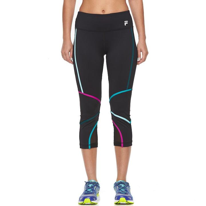 Women's Fila Sport&reg; Multi Binding Capri Running Leggings, Size: Xs, Black