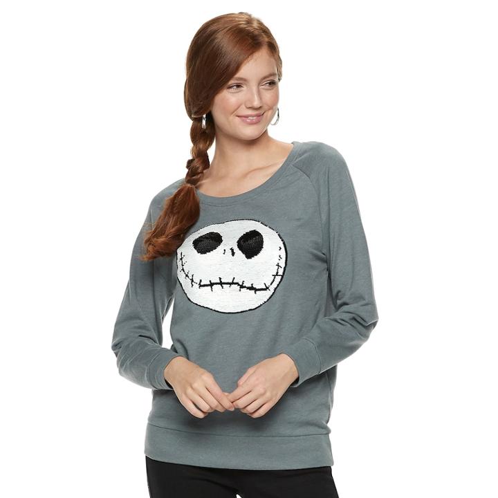 Juniors' The Nightmare Before Christmas Flip-sequin Jack Graphic Top, Teens, Size: Xs, Black
