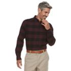 Men's Croft & Barrow&reg; Classic-fit Patterned Flannel Button-down Shirt, Size: Medium, Dark Pink