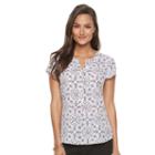 Women's Croft & Barrow&reg; High-low Hem Crepe Henley, Size: Large, Light Grey