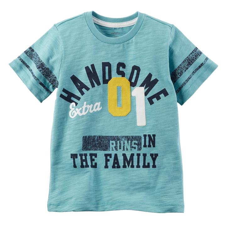 Boys 4-8 Carter's Handsome 01 Runs In The Family Graphic Tee, Size: 8, Turquoise/blue (turq/aqua)
