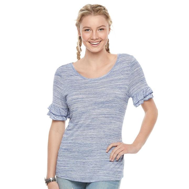 Juniors' So&reg; Ruffle Sleeve Tee, Girl's, Size: Xl, Blue