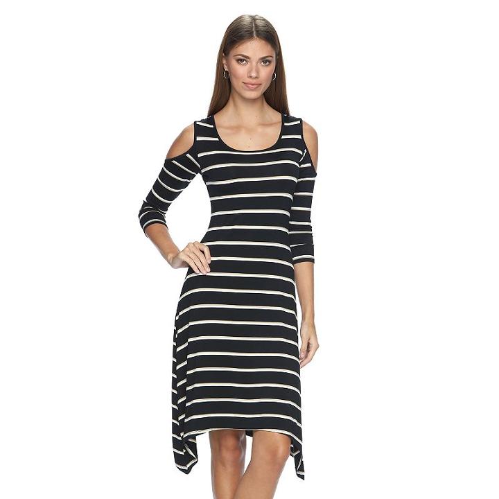 Women's Apt. 9&reg; Striped Cold-shoulder Shift Dress, Size: Xxl, Brown Over