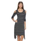 Women's Apt. 9&reg; Striped Cold-shoulder Shift Dress, Size: Xxl, Brown Over