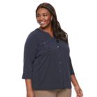 Plus Size Women's Croft & Barrow&reg; Button-up Top, Size: 3xl, Blue