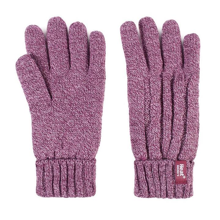 Heat Holders, Women's Thermal Cable-knit Gloves, Size: L-xl, Pink