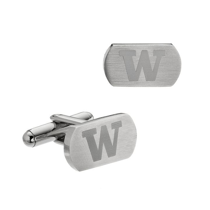Fiora Stainless Steel Washington Huskies Cuff Links, Men's, Grey