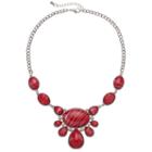 Red Cabochon Statement Necklace, Women's, Red Other