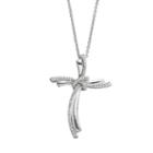 1/8 Carat T.w. Diamond Sterling Silver Cross Pendant Necklace, Women's, White