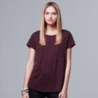 Women's Simply Vera Vera Wang Floral Jacquard Tee, Size: Xs, Purple