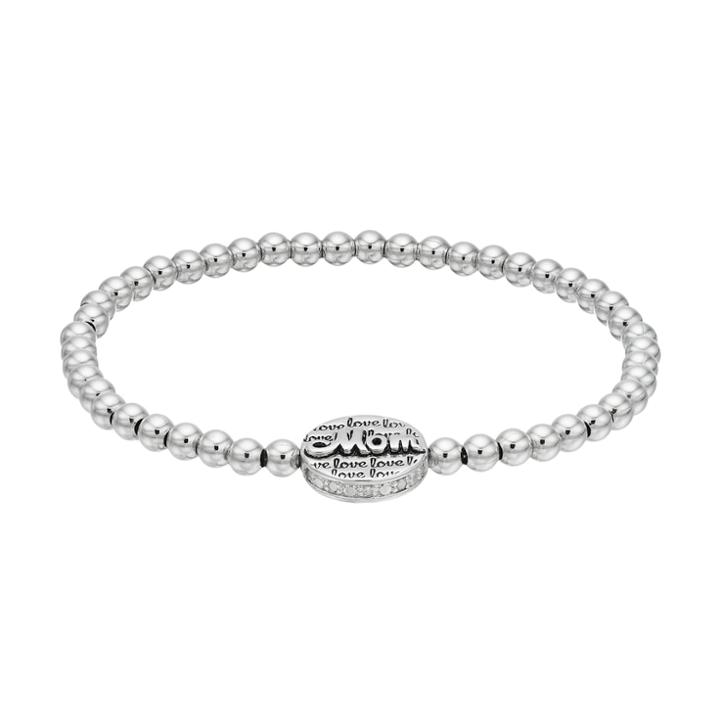 Charmed By Diamonds Sterling Silver 1/10 Carat T.w. Diamond Mom Stretch Bracelet, Women's, White