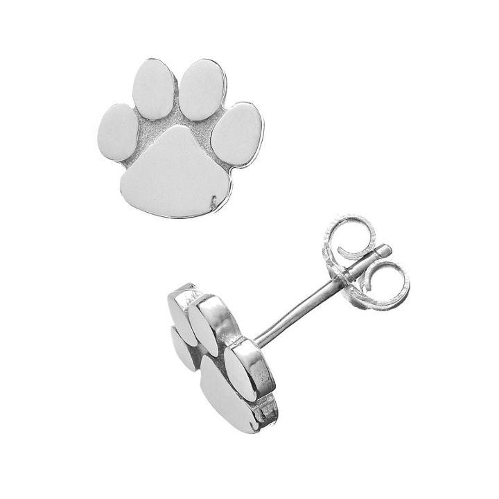 Dayna U Clemson Tigers Sterling Silver Logo Stud Earrings, Women's, Grey