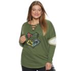 Juniors' Plus Size Harry Potter House Crest Lace-up Graphic Sweatshirt, Teens, Size: 2xl, Green