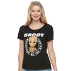 Juniors' Marvel Guardians Of The Galaxy Groot Graphic Tee, Teens, Size: Xs, Black