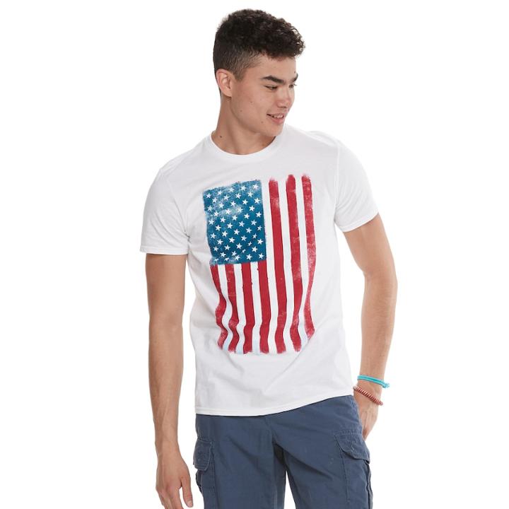 Men's American Flag Tee, Size: Large, White