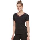 Women's Fila Sport&reg; Jacquard Contrast V-neck Tee, Size: Medium, Black