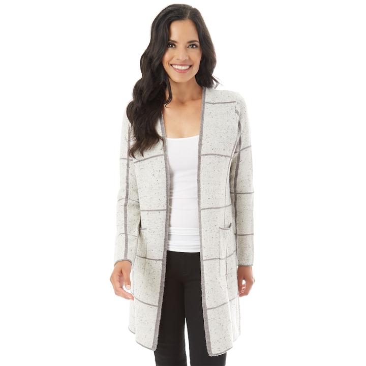 Petite Apt. 9&reg; Striped Car Coat, Women's, Size: Xs Petite, Taupe Plaid