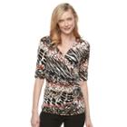 Women's Dana Buchman Printed Surplice Top, Size: Xl, Lt Beige