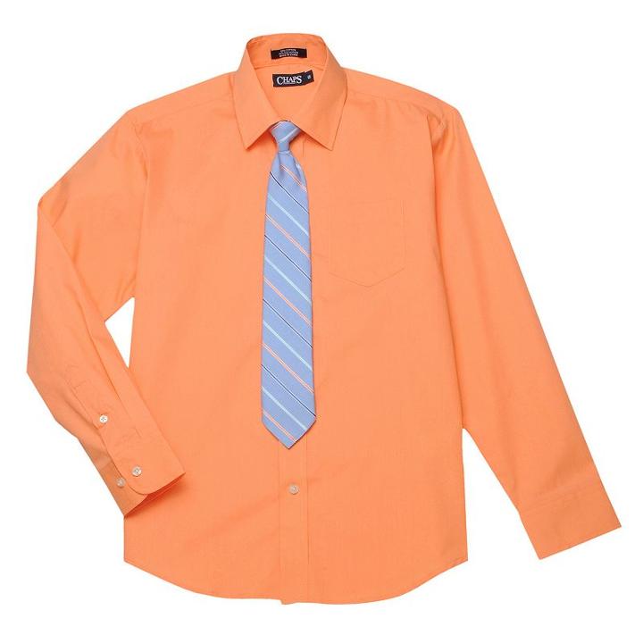 Boys 4-20 Chaps Dress Shirt & Tie Set, Boy's, Size: 12, Med Orange