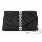 Gunne Sax By Jessica Mcclintock Florence Satin Ruched Rhinestone Clutch, Women's, Black