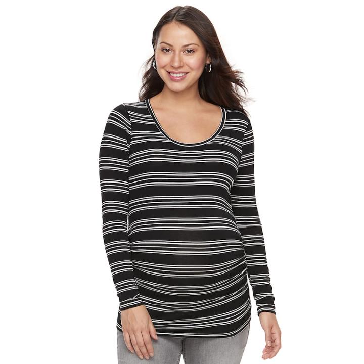Maternity A:glow Ruched Scoopneck Tee, Women's, Size: Xxl-mat, Black