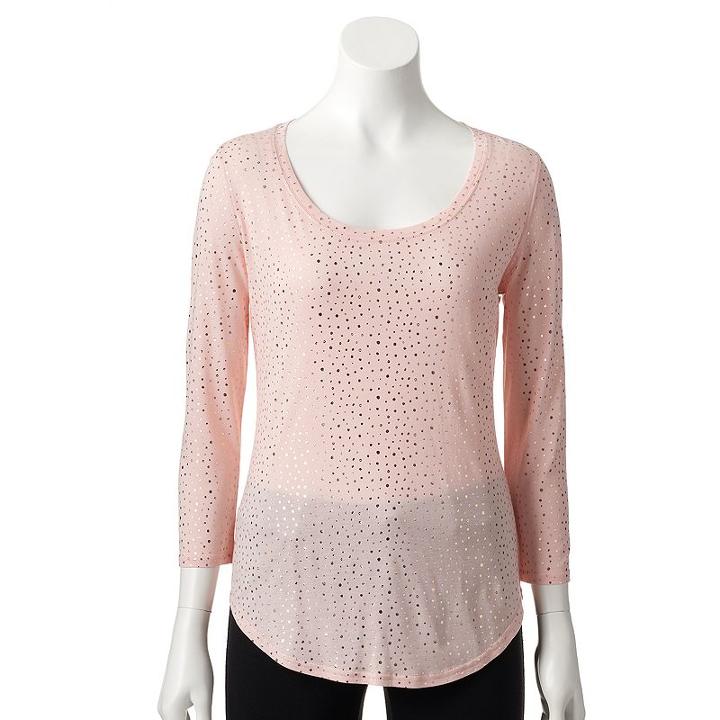Women's Juicy Couture Foil Polka-dot Tee, Size: Small, Lt Orange