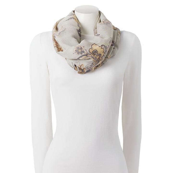 Chaps Paisley Infinity Scarf, Women's, Light Grey