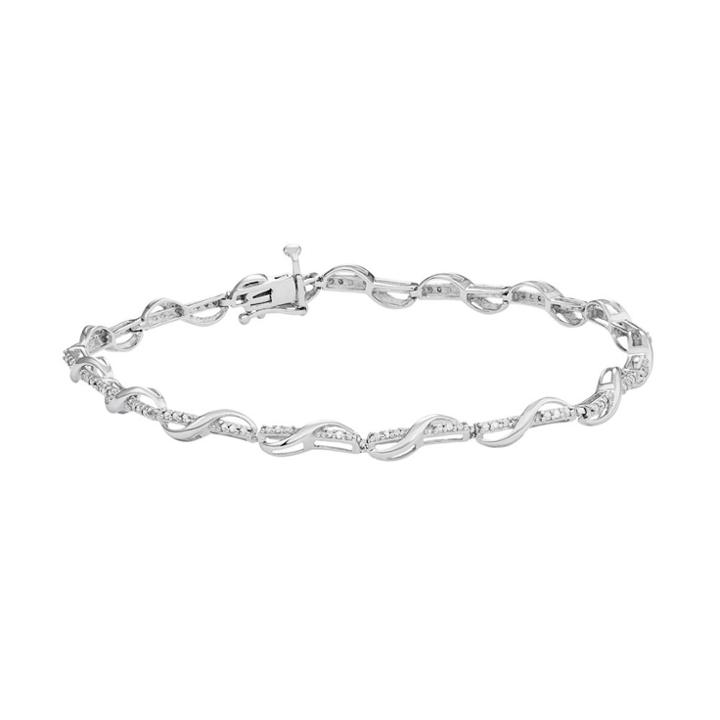 Sterling Silver 1/10 Carat T.w. Diamond Twist Bracelet, Women's, Size: 7.5