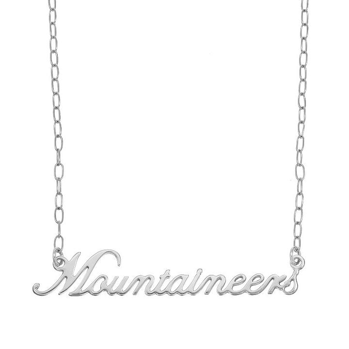 Fiora Sterling Silver West Virginia Mountaineers Necklace, Women's, Size: 16, Grey