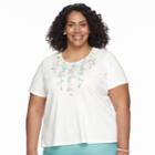 Plus Size Alfred Dunner Studio Embroidered Short-sleeve Sweater, Women's, Size: 2xl, Embroidered Flower