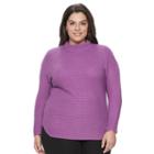 Plus Size Croft & Barrow&reg; Drop-shoulder Mockneck Sweater, Women's, Size: 1xl, Med Purple