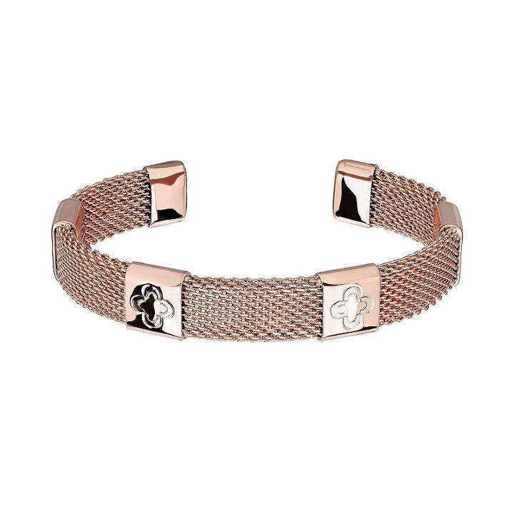 Marie Claire Jewelry Rose Gold Tone Clover Mesh Cuff Bracelet, Women's, Pink