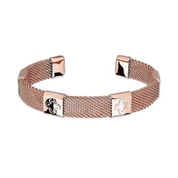 Marie Claire Jewelry Rose Gold Tone Clover Mesh Cuff Bracelet, Women's, Pink