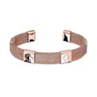 Marie Claire Jewelry Rose Gold Tone Clover Mesh Cuff Bracelet, Women's, Pink