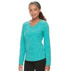 Petite Tek Gear&reg; Microfleece V-neck Tee, Women's, Size: L Petite, Turquoise/blue (turq/aqua)