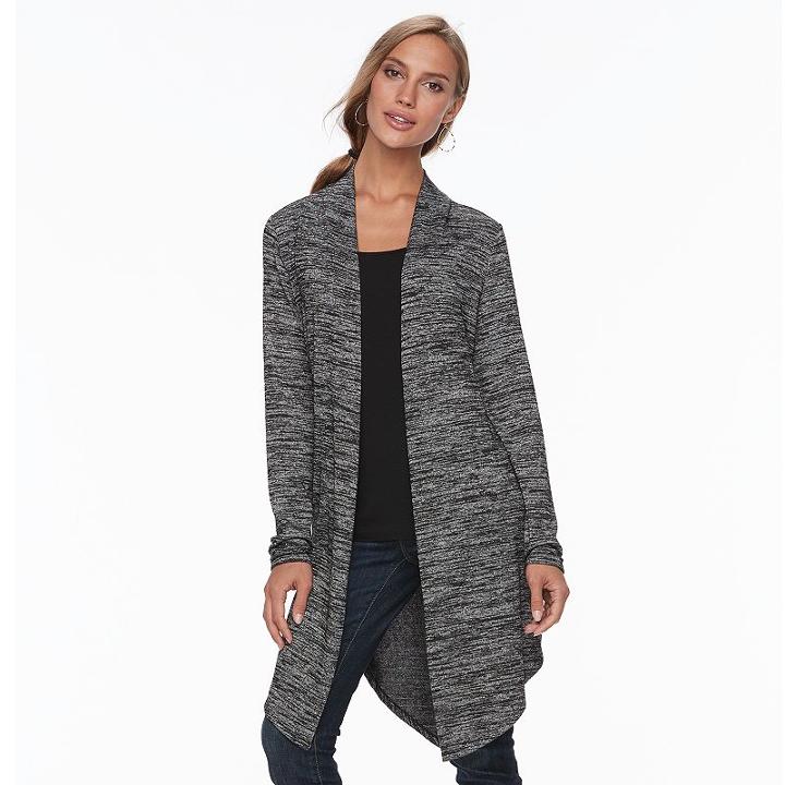 Women's Apt. 9&reg; Split Back Cardigan, Size: Xs, Black