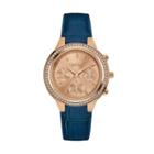 Caravelle New York By Bulova Women's Crystal Leather Chronograph Watch - 44l183, Blue