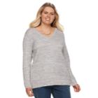 Plus Size Croft & Barrow&reg; Cable-knit V-neck Sweater, Women's, Size: 1xl, Med Purple