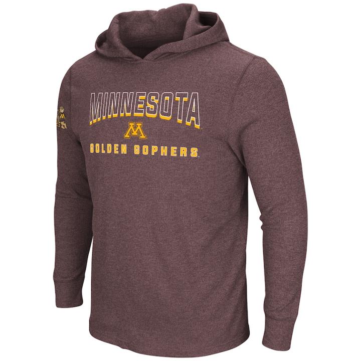 Men's Minnesota Golden Gophers Thermal Hooded Tee, Size: Medium, Dark Red