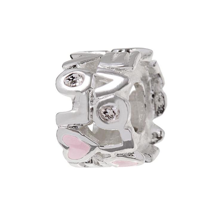 Individuality Beads Sterling Silver Crystal Love Bead, Women's, Pink