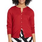 Plus Size Chaps Button-front Cardigan, Women's, Size: 3xl, Red Overfl