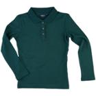Girls 4-6x Chaps Ruffled Placket School Uniform Polo, Size: Medium, Green Oth