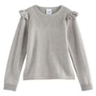Girls 4-12 Sonoma Goods For Life&trade; Flutter Sleeve Pullover Sweater, Size: 10, Med Grey