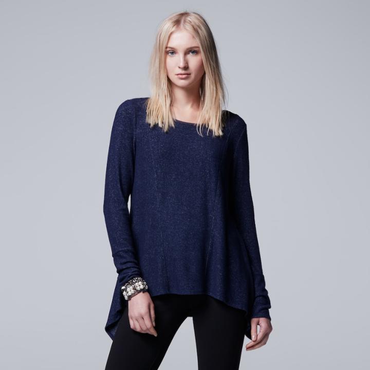 Women's Simply Vera Vera Wang High-low Top, Size: Medium, Blue