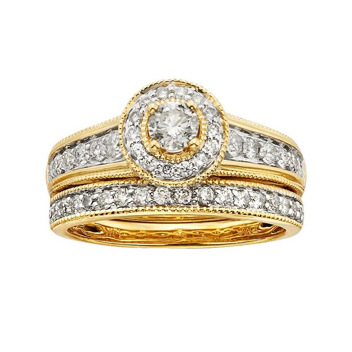 14k Gold 1-ct. T.w. Igl Certified Round-cut Diamond Frame Ring Set, Women's, Size: 7.50, White